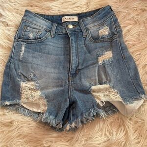 AP Blue by Aphrodite Jeans Distressed Denim Shorts Size Small